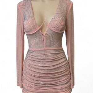 Sparkling Pink Long Sleeve Dress